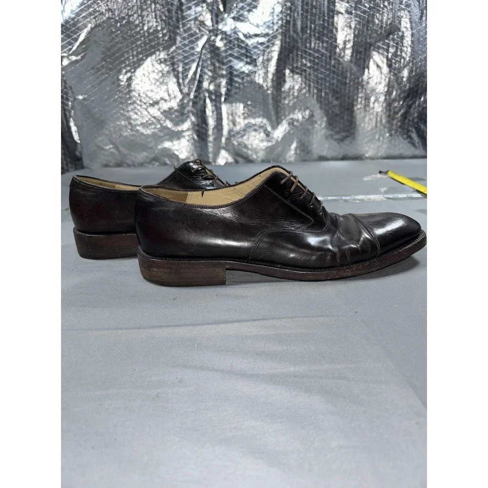 Salvatore Ferragamo Shoes Mens Size 10.5 Brown Leather Cap Toe Oxford Made Italy